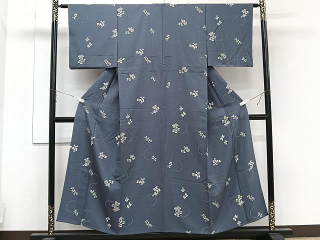 平和屋着物▽上質な小紋 単衣 舞花文 正絹 逸品 未使用 CAAU3940xi