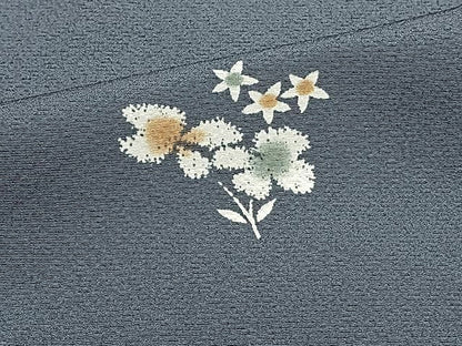 平和屋着物▽上質な小紋 単衣 舞花文 正絹 逸品 未使用 CAAU3940xi