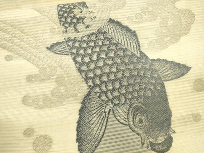 平和屋着物＊夏物 アンティーク 大正ロマン 丸帯 鯉 立波文 金銀糸 正絹 逸品 CAAU4032eg