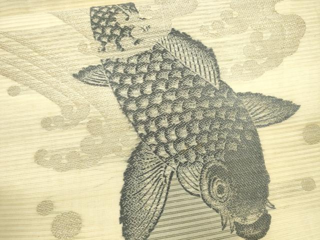平和屋着物＊夏物 アンティーク 大正ロマン 丸帯 鯉 立波文 金銀糸 正絹 逸品 CAAU4032eg