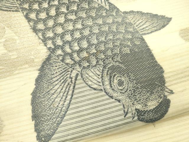 平和屋着物＊夏物 アンティーク 大正ロマン 丸帯 鯉 立波文 金銀糸 正絹 逸品 CAAU4032eg