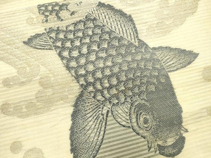平和屋着物＊夏物 アンティーク 大正ロマン 丸帯 鯉 立波文 金銀糸 正絹 逸品 CAAU4032eg