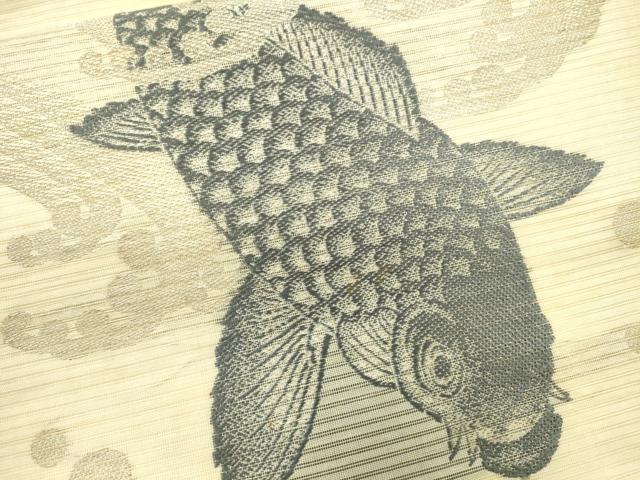 平和屋着物＊夏物 アンティーク 大正ロマン 丸帯 鯉 立波文 金銀糸 正絹 逸品 CAAU4032eg
