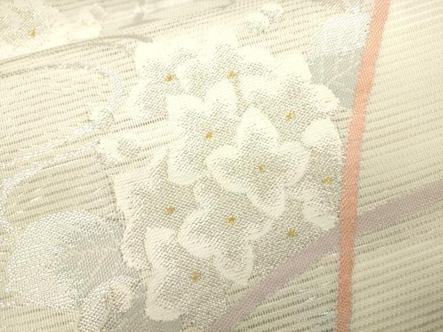 平和屋着物＊夏物　六通柄袋帯　流水草花文　金銀糸　正絹　逸品　CAAU4033eg
