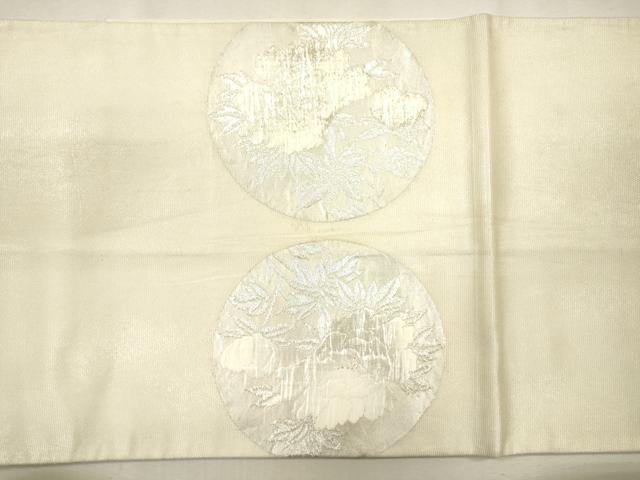 平和屋着物＊夏物 太鼓柄袋帯 花丸文 銀糸 正絹 逸品 CAAU4034eg