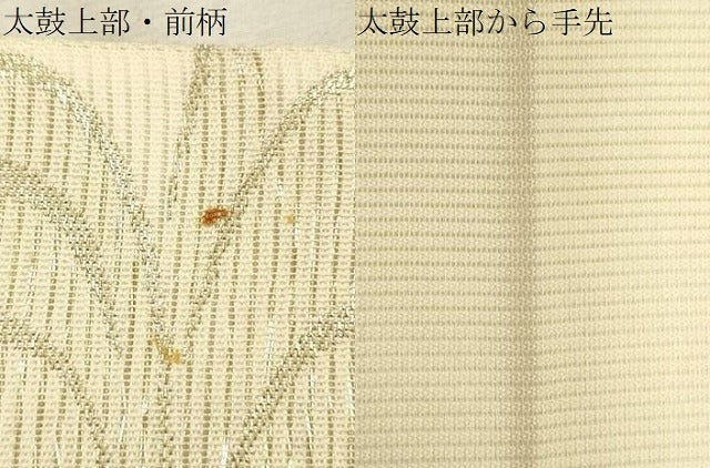 平和屋着物＊夏物 六通柄袋帯 扇面流水草花文 金糸 正絹 逸品 CAAU4064eg