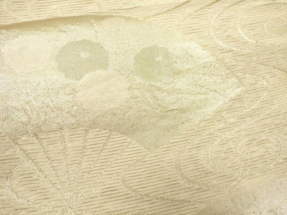 平和屋着物＊夏物 六通柄袋帯 扇面流水草花文 金糸 正絹 逸品 CAAU4064eg