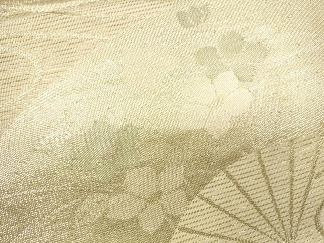 平和屋着物＊夏物 六通柄袋帯 扇面流水草花文 金糸 正絹 逸品 CAAU4064eg
