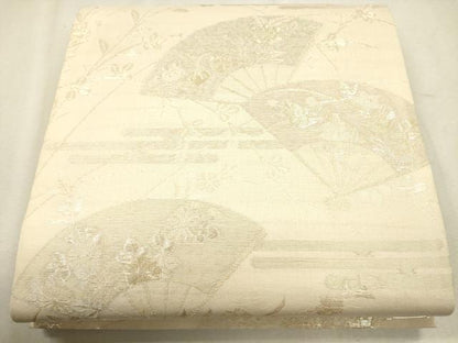 平和屋着物＊夏物　六通柄袋帯　エ霞扇面枝花文　金銀糸　正絹　逸品　CAAU4113eg