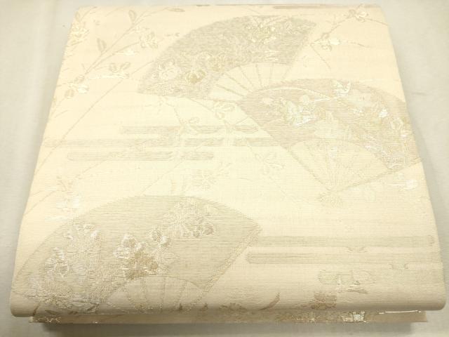 平和屋着物＊夏物　六通柄袋帯　エ霞扇面枝花文　金銀糸　正絹　逸品　CAAU4113eg