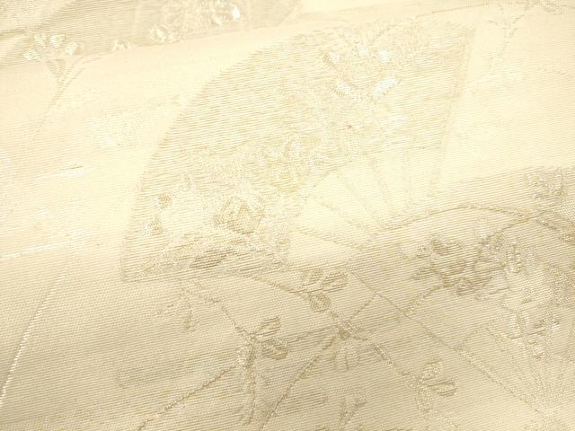平和屋着物＊夏物　六通柄袋帯　エ霞扇面枝花文　金銀糸　正絹　逸品　CAAU4113eg