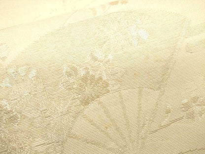 平和屋着物＊夏物　六通柄袋帯　エ霞扇面枝花文　金銀糸　正絹　逸品　CAAU4113eg