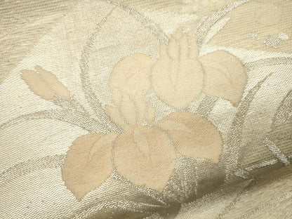 平和屋着物＊夏物　六通柄袋帯　扇面芝花文　銀糸　正絹　逸品　CAAU4135eg