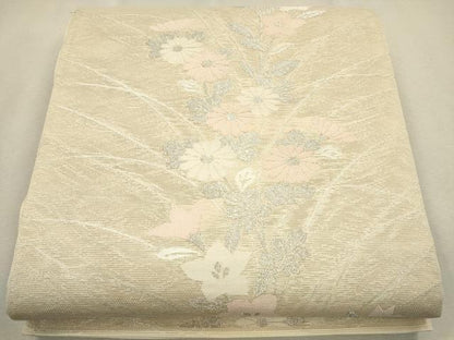 平和屋着物＊夏物 六通柄袋帯 枝花文 銀糸 正絹 逸品 CAAU4166eg