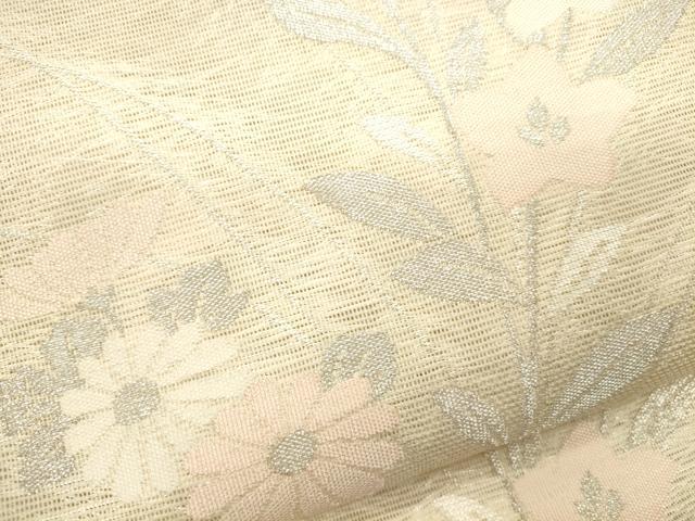 平和屋着物＊夏物 六通柄袋帯 枝花文 銀糸 正絹 逸品 CAAU4166eg