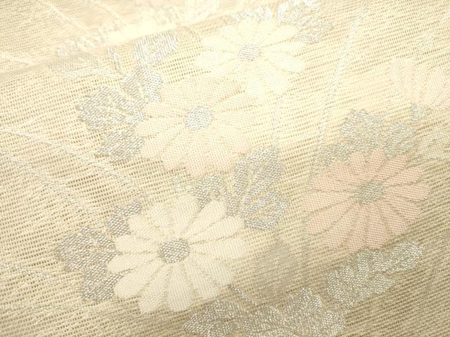 平和屋着物＊夏物 六通柄袋帯 枝花文 銀糸 正絹 逸品 CAAU4166eg