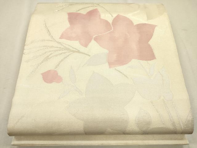 平和屋着物＊夏物 太鼓柄袋帯 草花文 銀糸 正絹 逸品 CAAU4314eg