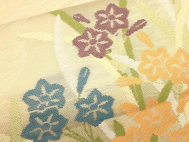 平和屋着物＊夏物 六通柄袋帯 流水草花文 金糸 正絹 逸品 CAAU4316eg
