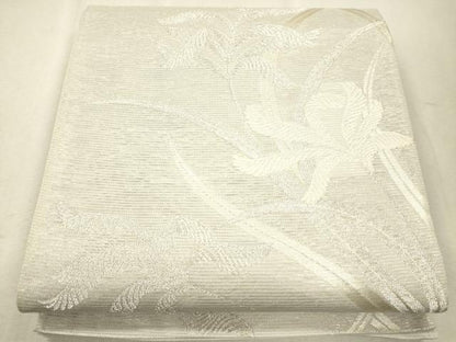 平和屋着物＊夏物 六通柄袋帯 草花文 銀糸 正絹 逸品 CAAU4348eg