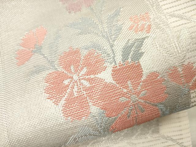 平和屋着物＊夏物 六通柄袋帯 短冊草花文 銀糸 CAAU4392eg