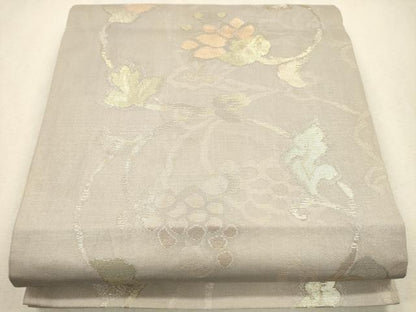 平和屋着物＊夏物 六通柄袋帯 葡萄花唐草文 金銀糸 正絹 逸品 CAAU4398eg