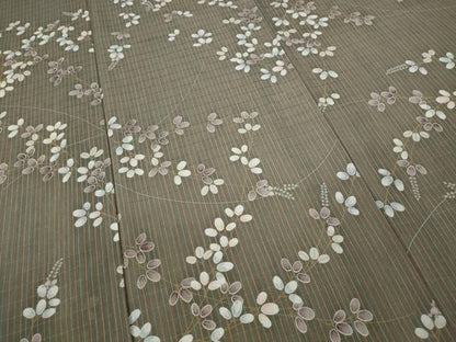 平和屋着物▽小紋 単衣 枝花文 銀彩 さんび謹製 洗える着物 CAAU4609ut