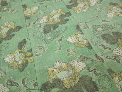 平和屋着物▽上質な紬 単衣 更紗花文 正絹 逸品 CAAU4664ut