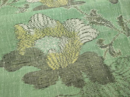 平和屋着物▽上質な紬 単衣 更紗花文 正絹 逸品 CAAU4664ut