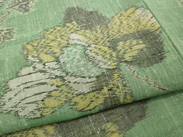 平和屋着物▽上質な紬 単衣 更紗花文 正絹 逸品 CAAU4664ut