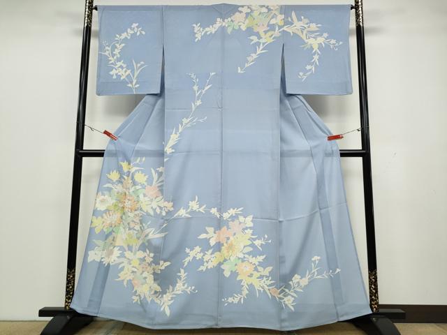 平和屋着物＊極上　創業460年・千總　夏物　訪問着　絽　駒刺繍　草花文　銀彩　正絹　逸品　CAAU4787ut