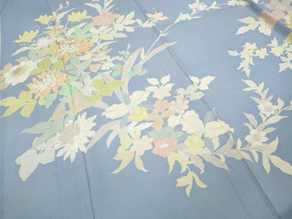 平和屋着物＊極上　創業460年・千總　夏物　訪問着　絽　駒刺繍　草花文　銀彩　正絹　逸品　CAAU4787ut