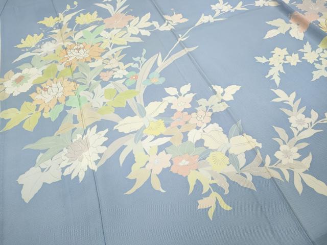 平和屋着物＊極上　創業460年・千總　夏物　訪問着　絽　駒刺繍　草花文　銀彩　正絹　逸品　CAAU4787ut