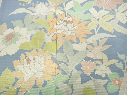 平和屋着物＊極上　創業460年・千總　夏物　訪問着　絽　駒刺繍　草花文　銀彩　正絹　逸品　CAAU4787ut