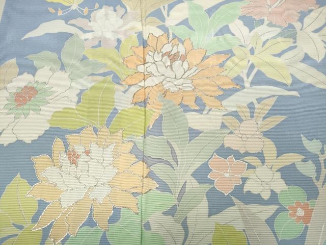 平和屋着物＊極上　創業460年・千總　夏物　訪問着　絽　駒刺繍　草花文　銀彩　正絹　逸品　CAAU4787ut