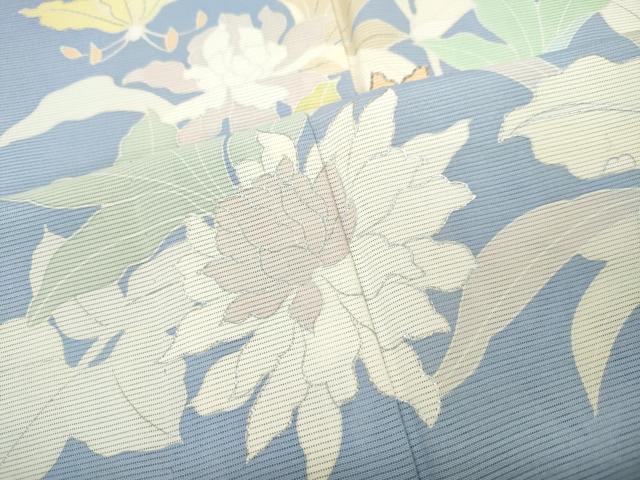 平和屋着物＊極上　創業460年・千總　夏物　訪問着　絽　駒刺繍　草花文　銀彩　正絹　逸品　CAAU4787ut