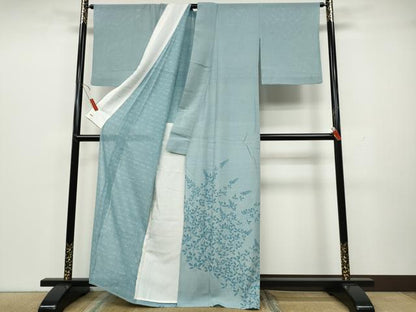 平和屋着物＊夏物 人間国宝 小宮康孝 色留袖 江戸小紋 絽 枝葉文 鮫小紋柄 三越扱い 正絹 逸品 CAAU4791ut
