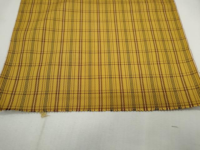 平和屋着物●本場黄八丈 市松綾織 紬 反物 格子文 着尺 逸品 未使用 CAAU4819th