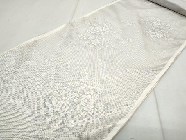 平和屋着物●本場大島紬　白大島　名匠たかし　反物　9マルキ　草花文　上代52万　着尺　逸品　未使用　CAAU4854th