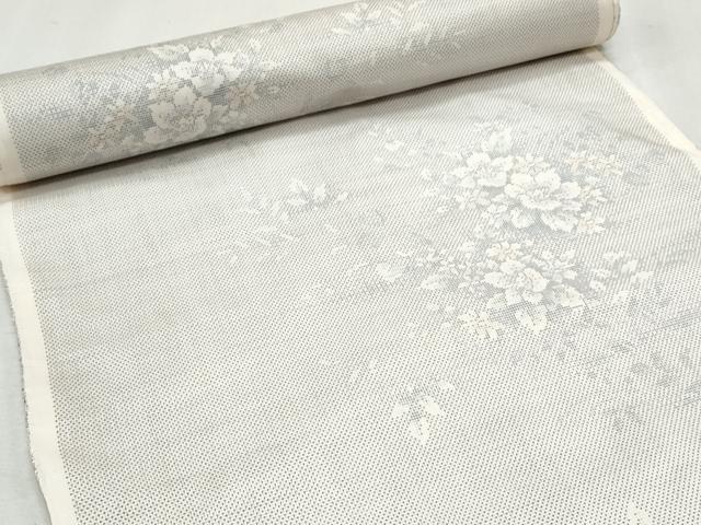 平和屋着物●本場大島紬　白大島　名匠たかし　反物　9マルキ　草花文　上代52万　着尺　逸品　未使用　CAAU4854th