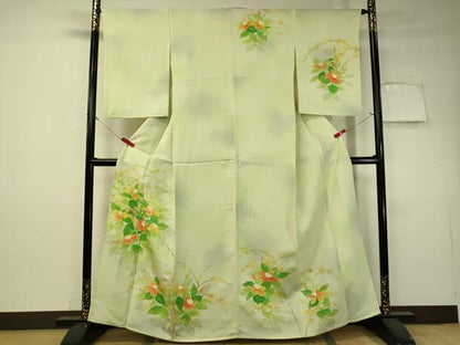 平和屋着物▽訪問着 単衣 手描き 草花文 暈し染め 正絹 逸品 CAAU5207vp