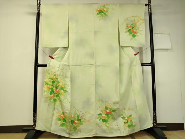 平和屋着物▽訪問着 単衣 手描き 草花文 暈し染め 正絹 逸品 CAAU5207vp