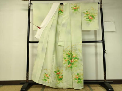 平和屋着物▽訪問着 単衣 手描き 草花文 暈し染め 正絹 逸品 CAAU5207vp