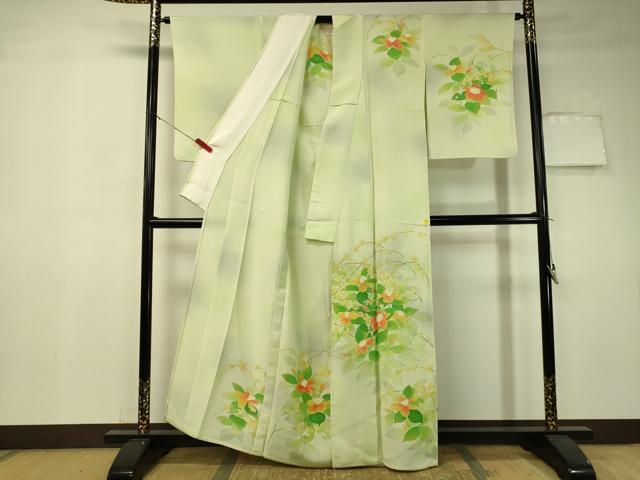 平和屋着物▽訪問着 単衣 手描き 草花文 暈し染め 正絹 逸品 CAAU5207vp