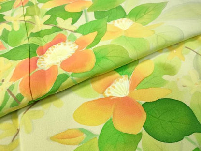 平和屋着物▽訪問着 単衣 手描き 草花文 暈し染め 正絹 逸品 CAAU5207vp