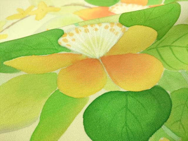 平和屋着物▽訪問着 単衣 手描き 草花文 暈し染め 正絹 逸品 CAAU5207vp