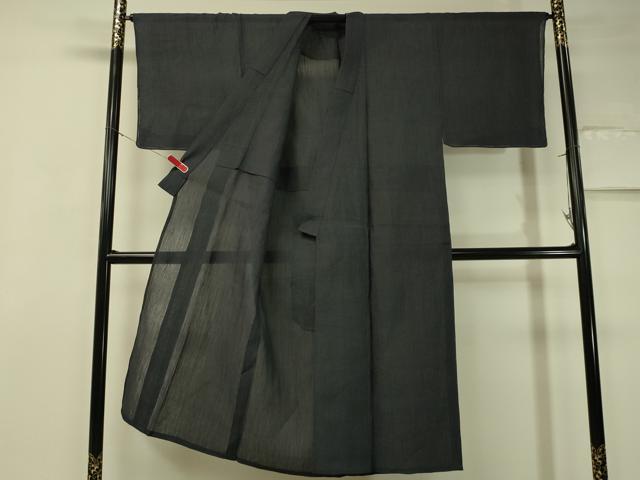 平和屋着物＊夏物 男性 小千谷ちぢみ 藍鉄色 麻 逸品 未使用 CAAU5214vp