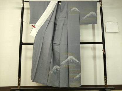平和屋着物▽訪問着　単衣　絞り　刺繍　遠山箔散らし　金彩　正絹　逸品　CAAU5255vp