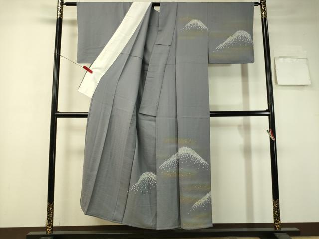 平和屋着物▽訪問着　単衣　絞り　刺繍　遠山箔散らし　金彩　正絹　逸品　CAAU5255vp