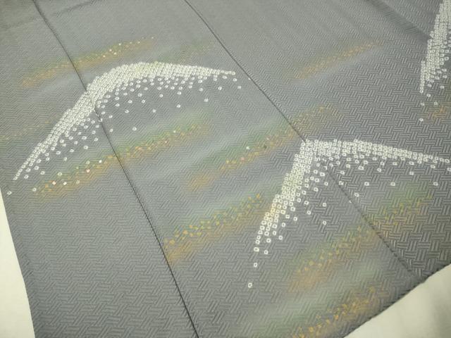 平和屋着物▽訪問着　単衣　絞り　刺繍　遠山箔散らし　金彩　正絹　逸品　CAAU5255vp