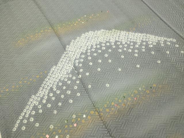 平和屋着物▽訪問着　単衣　絞り　刺繍　遠山箔散らし　金彩　正絹　逸品　CAAU5255vp